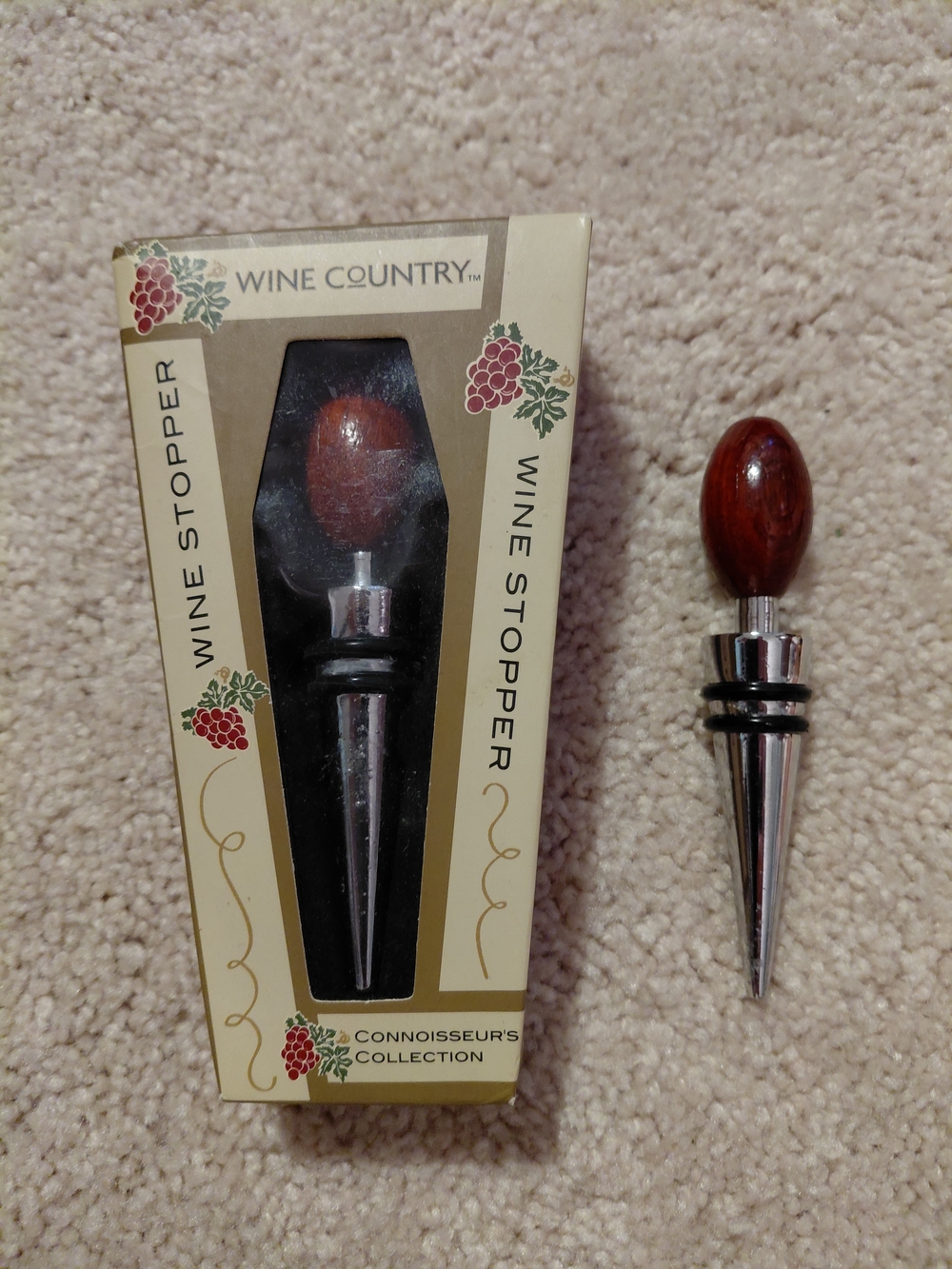 Wood Top Wine Stopper - Brown Set of 2